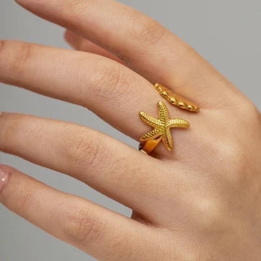 Casual Beach Classic Style Starfish and Shell ring - Waterproof